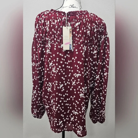 Dokotoo Women's Casual V Neck Alicia Smocked Long Sleeve Chiffon Blouse Size 2XL - Picture 6 of 16